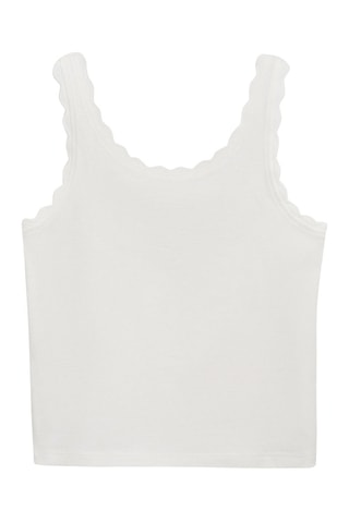 T-shirt bretelles détail brodé - Blanc cassé