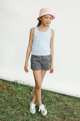 T-shirt bretelles détail brodé - Blanc cassé