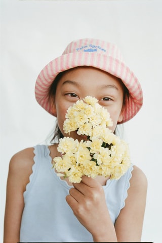 T-shirt bretelles détail brodé - Blanc cassé