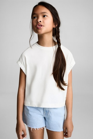 T-shirt manches froncées - Blanc cassé