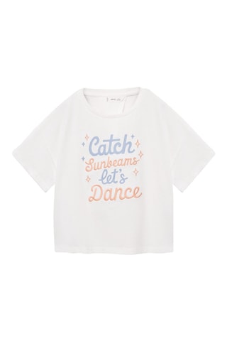 T-shirt coton imprimé - Blanc cassé