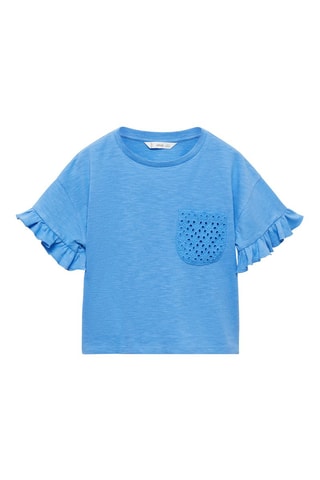 T-shirt à poche brodée - Bleu