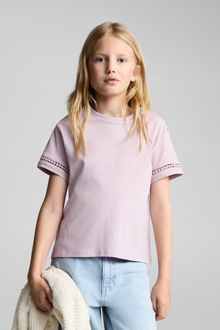 T-shirt détails ajourés - Bleu pétrole