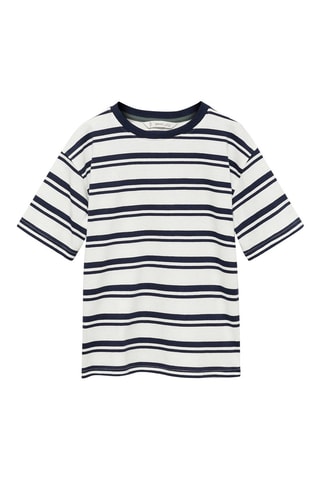 T-shirt coton à rayures - Bleu marine