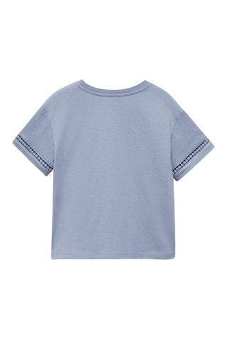 T-shirt détails ajourés - Bleu pétrole