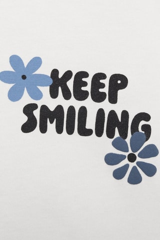 T-shirt coton message imprimé - Blanc cassé