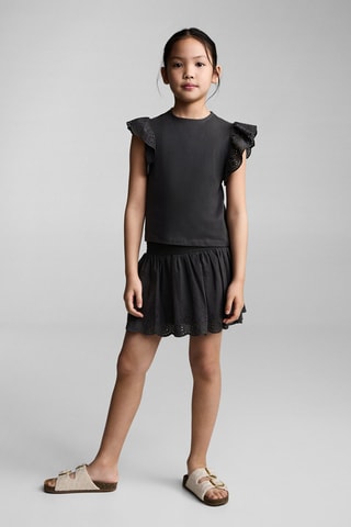 T-shirt à volants brodé - Bleu clair