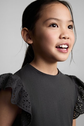 T-shirt à volants brodé - Bleu clair