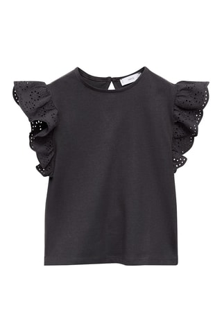 T-shirt à volants brodé - Bleu clair