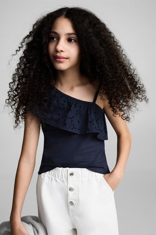 T-shirt asymétrique volanté - Blanc cassé