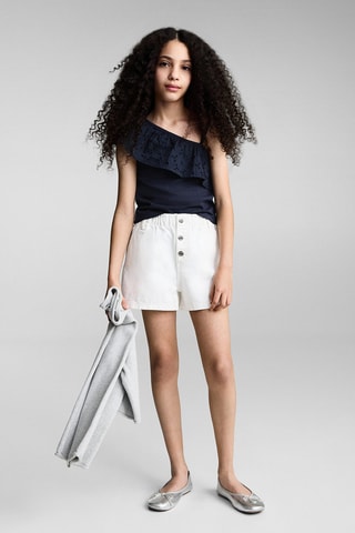 T-shirt asymétrique volanté - Blanc cassé