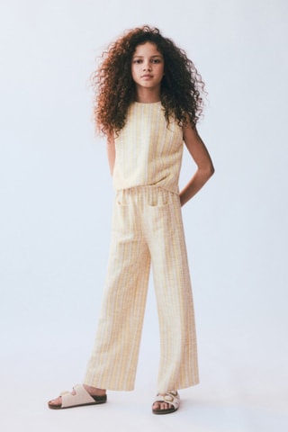 T-shirt rayures texturé - Jaune