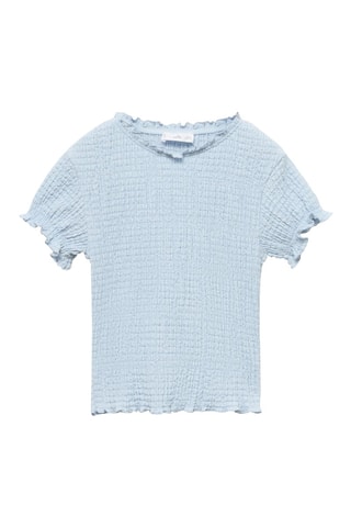 T-shirt froncé manches courtes - Bleu clair