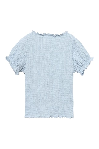 T-shirt froncé manches courtes - Bleu clair