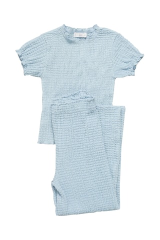 T-shirt froncé manches courtes - Bleu clair