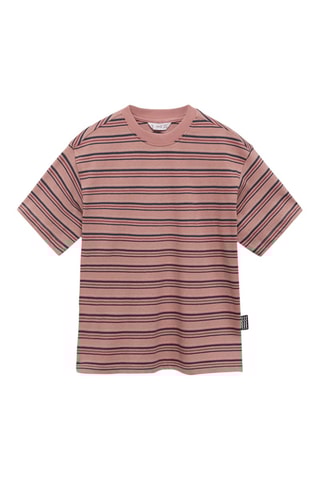 T-shirt coton à rayures - Blanc cassé