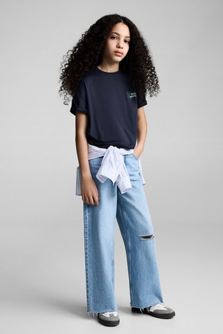 T-shirt coton message - Bleu marine