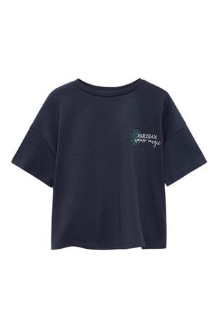 T-shirt coton message - Bleu marine