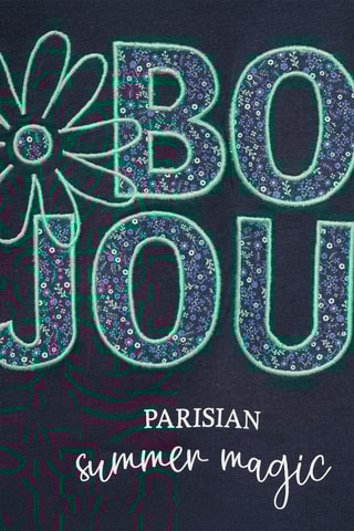 T-shirt coton message - Bleu marine