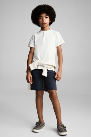 T-shirt coton boutons - Blanc cassé