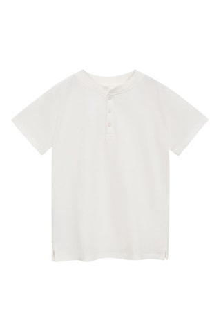 T-shirt coton boutons - Blanc cassé