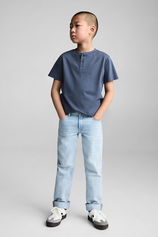 T-shirt coton boutons - Blanc cassé