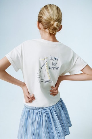 T-shirt imprimé noeud - Blanc cassé