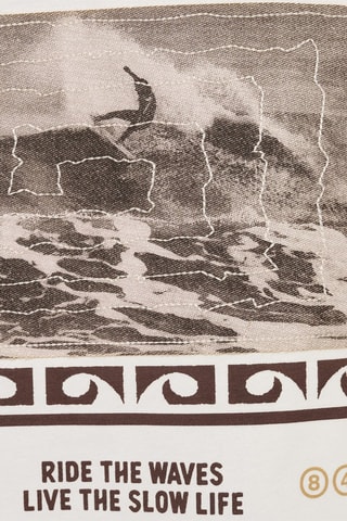 T-shirt en coton imprimé - Blanc cassé