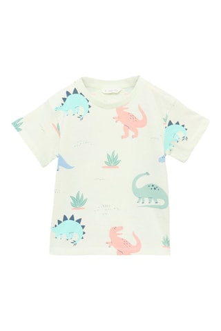 T-shirt coton dinosaure - Vert pastel