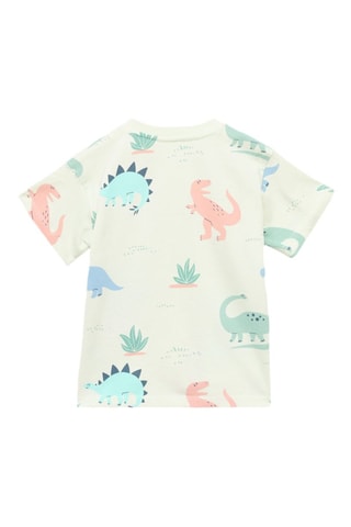T-shirt coton dinosaure - Vert pastel