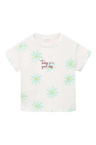 T-shirt brodé imprimé - Blanc cassé