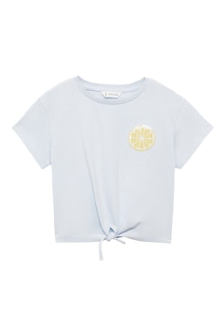 T-shirt citron paillettes - Bleu clair