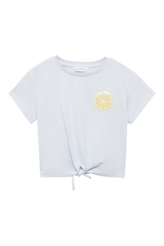 T-shirt citron paillettes - Bleu clair