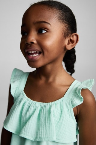 T-shirt volanté texturé - Vert menthe