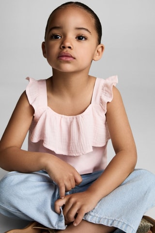 T-shirt volanté texturé - Rose