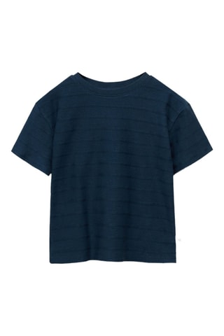 T-shirt coton rayures relief - Bleu marine
