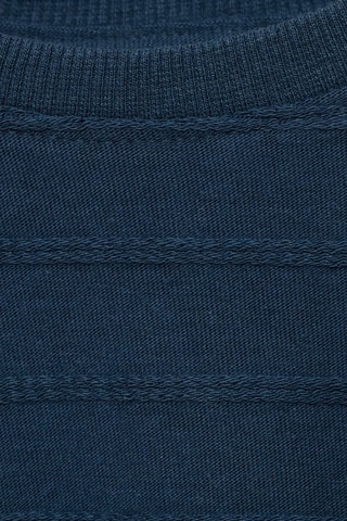 T-shirt coton rayures relief - Bleu marine