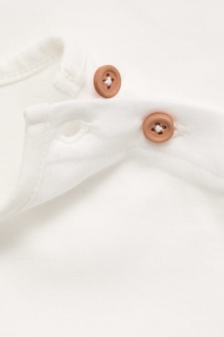 T-shirt coton motif en relief - Blanc cassé