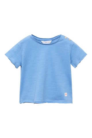 T-shirt coton boutons - Bleu marine