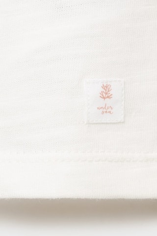 T-shirt en coton à col à volants - Blanc cassé