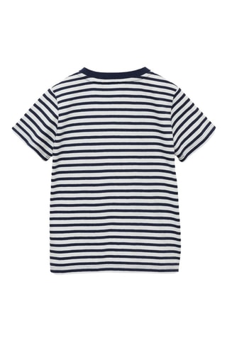 T-shirt à rayures et boutons - Bleu marine