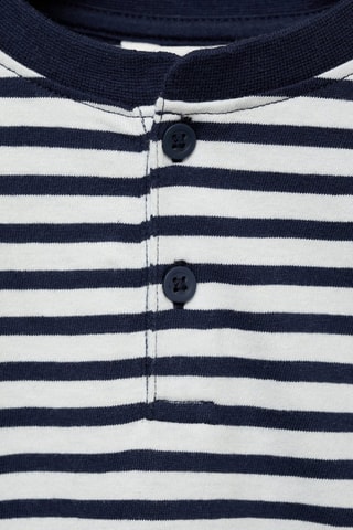 T-shirt à rayures et boutons - Bleu marine