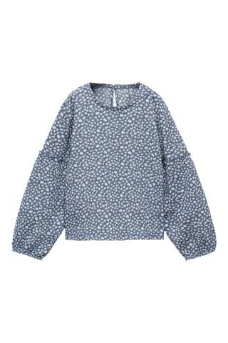 T-shirt manches longues fleurs - Bleu