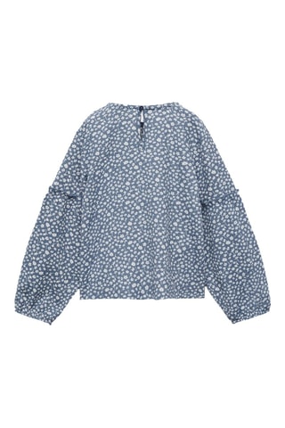 T-shirt manches longues fleurs - Bleu