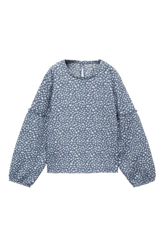 T-shirt manches longues fleurs - Bleu