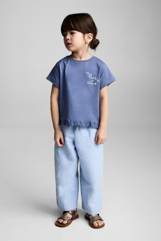 T-shirt en coton brodé - Bleu