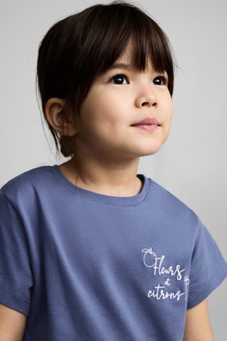 T-shirt en coton brodé - Bleu