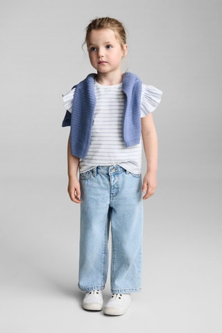 T-shirt 100 % coton rayures - Blanc cassé