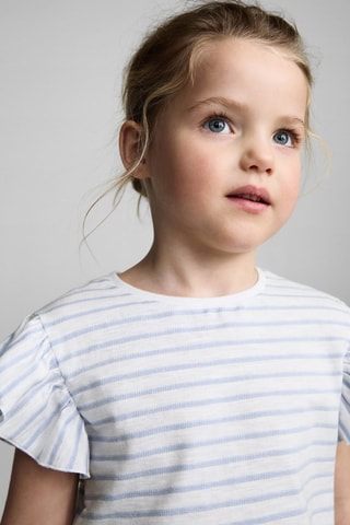 T-shirt 100 % coton rayures - Blanc cassé