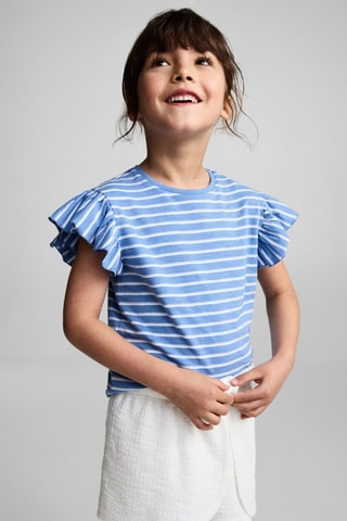 T-shirt 100 % coton rayures - Bleu